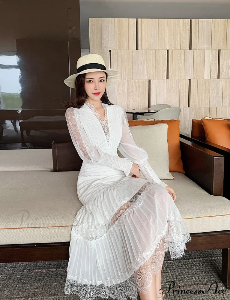 Breasted Arm Sexy Flower Long and Single with Embroidery Tulle Full-Length Warm-Season Party Gown Layer Lace Ruffle Robe - Image 4