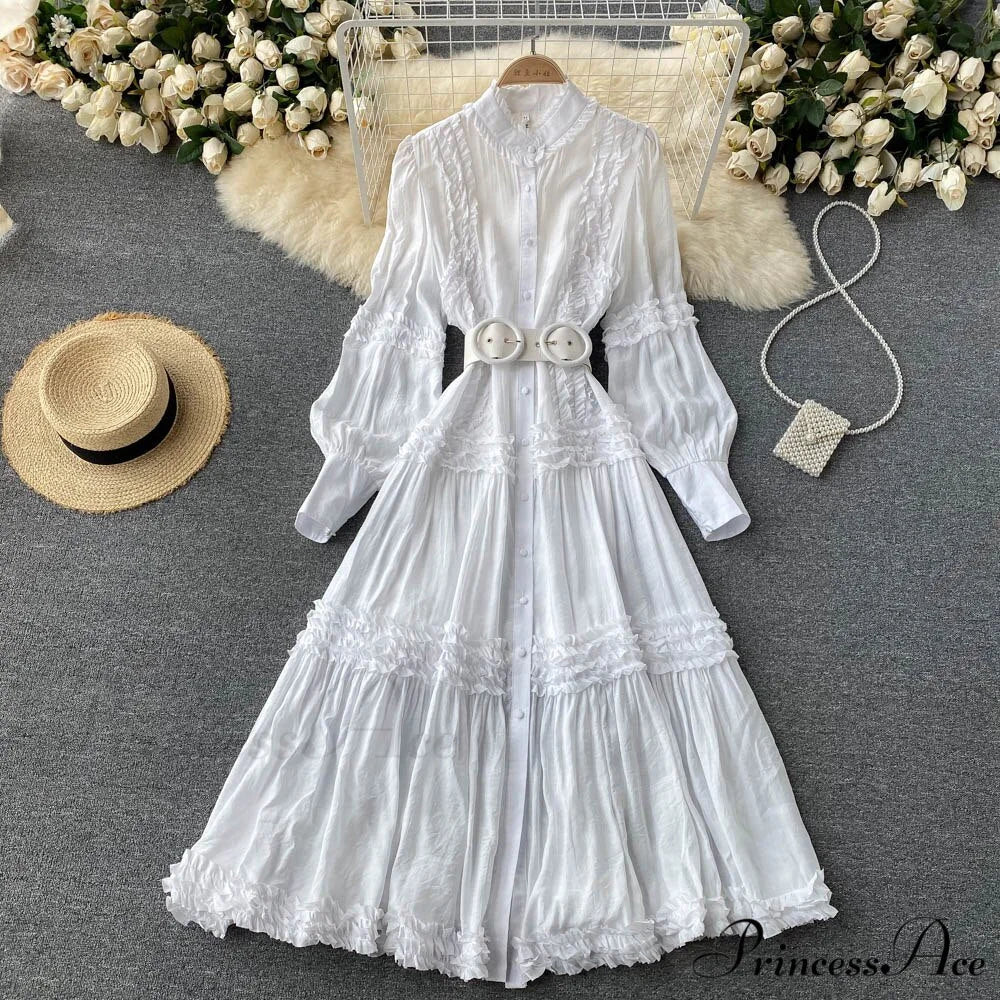Breasted Arm Sexy Flower Long and Single with Embroidery Tulle Full-Length Warm-Season Party Gown Layer Lace Ruffle Robe - Image 8