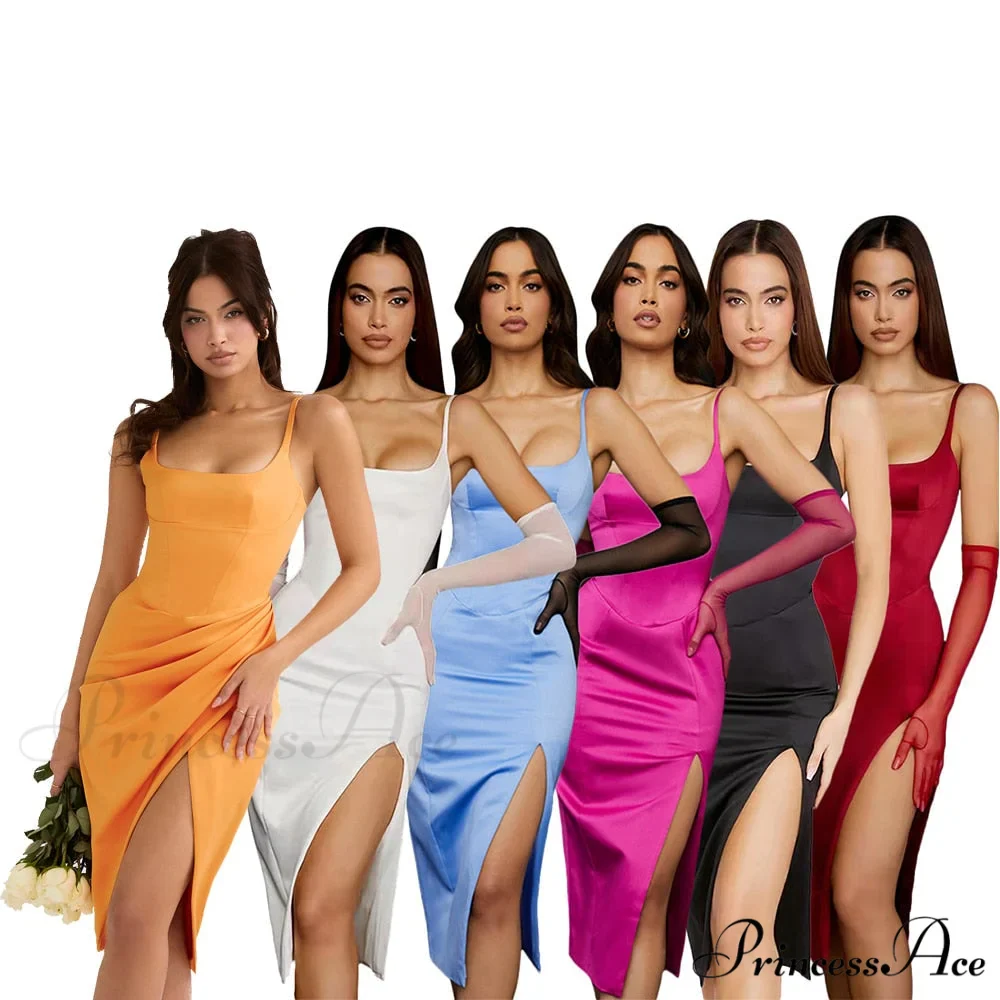 Eve Gown Dress New Women Warm-Season Midi Satin Elegant Black for Party White Night Evening - Years Bodycon Dresses - Image 4