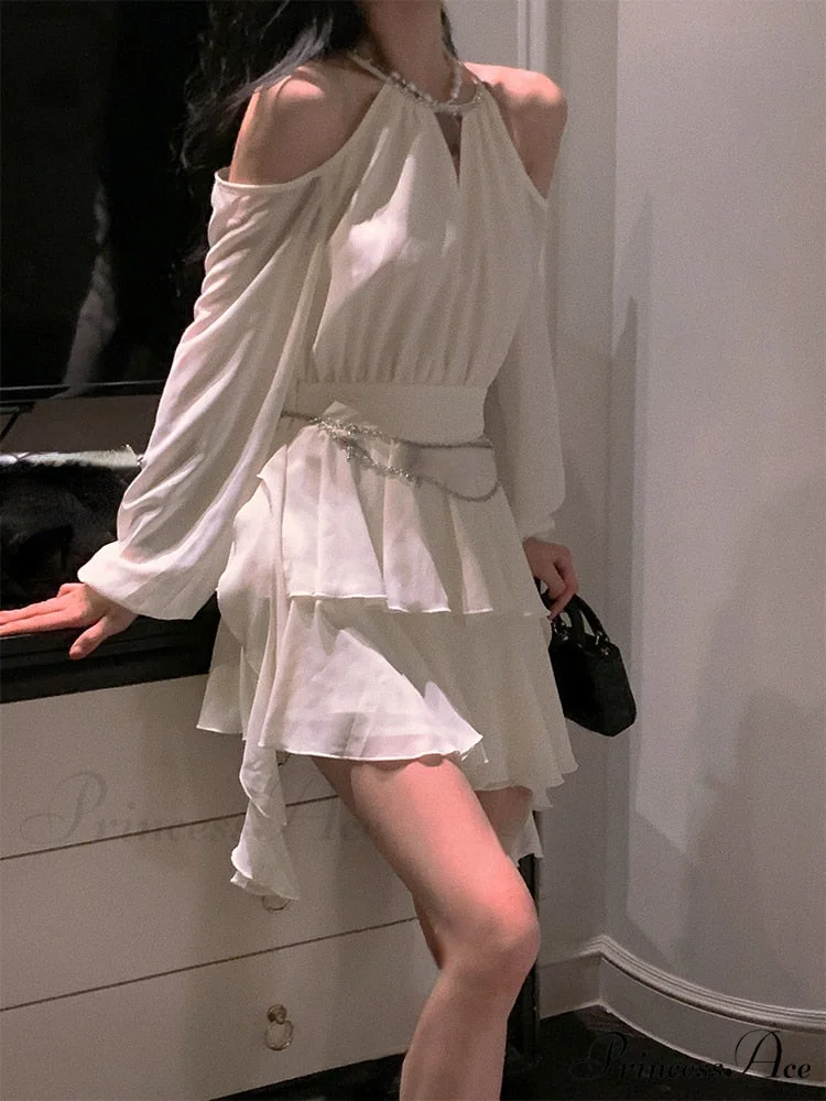Casual Arm Autumn Korean Party Gown Long Mini Gown Fairy Elegant Fashion Brief Female - Image 2
