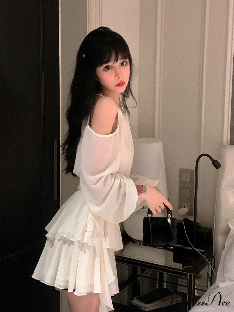 Casual Arm Autumn Korean Party Gown Long Mini Gown Fairy Elegant Fashion Brief Female - Image 3