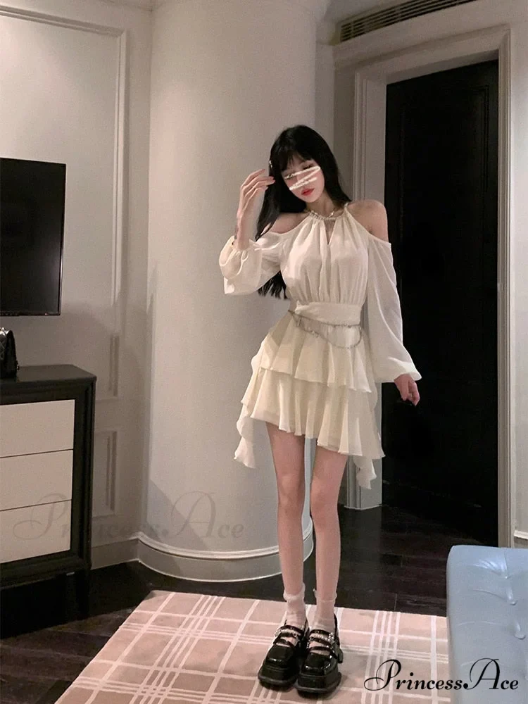 Casual Arm Autumn Korean Party Gown Long Mini Gown Fairy Elegant Fashion Brief Female - Image 5
