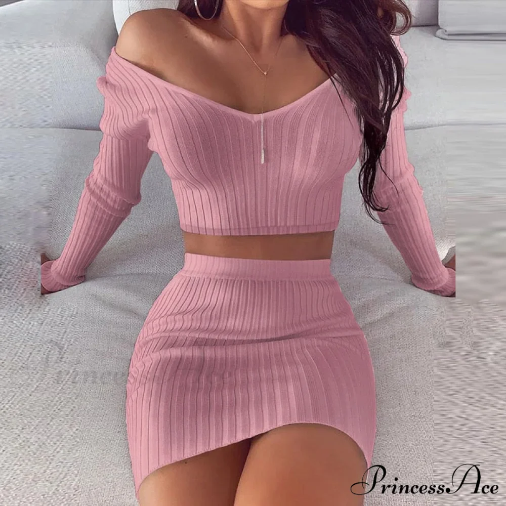 V Neck Slim the Mini Party Ladies Knit Shoulder Arm Off Warm-Season Elegant Women Gown Long Soft Striped Gown Dress - Image 4