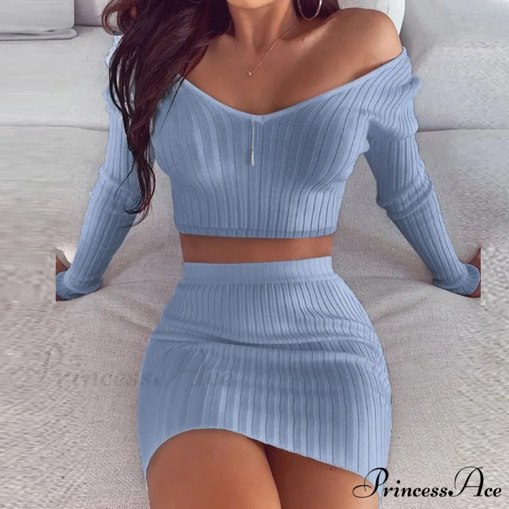 V Neck Slim the Mini Party Ladies Knit Shoulder Arm Off Warm-Season Elegant Women Gown Long Soft Striped Gown Dress - Image 5