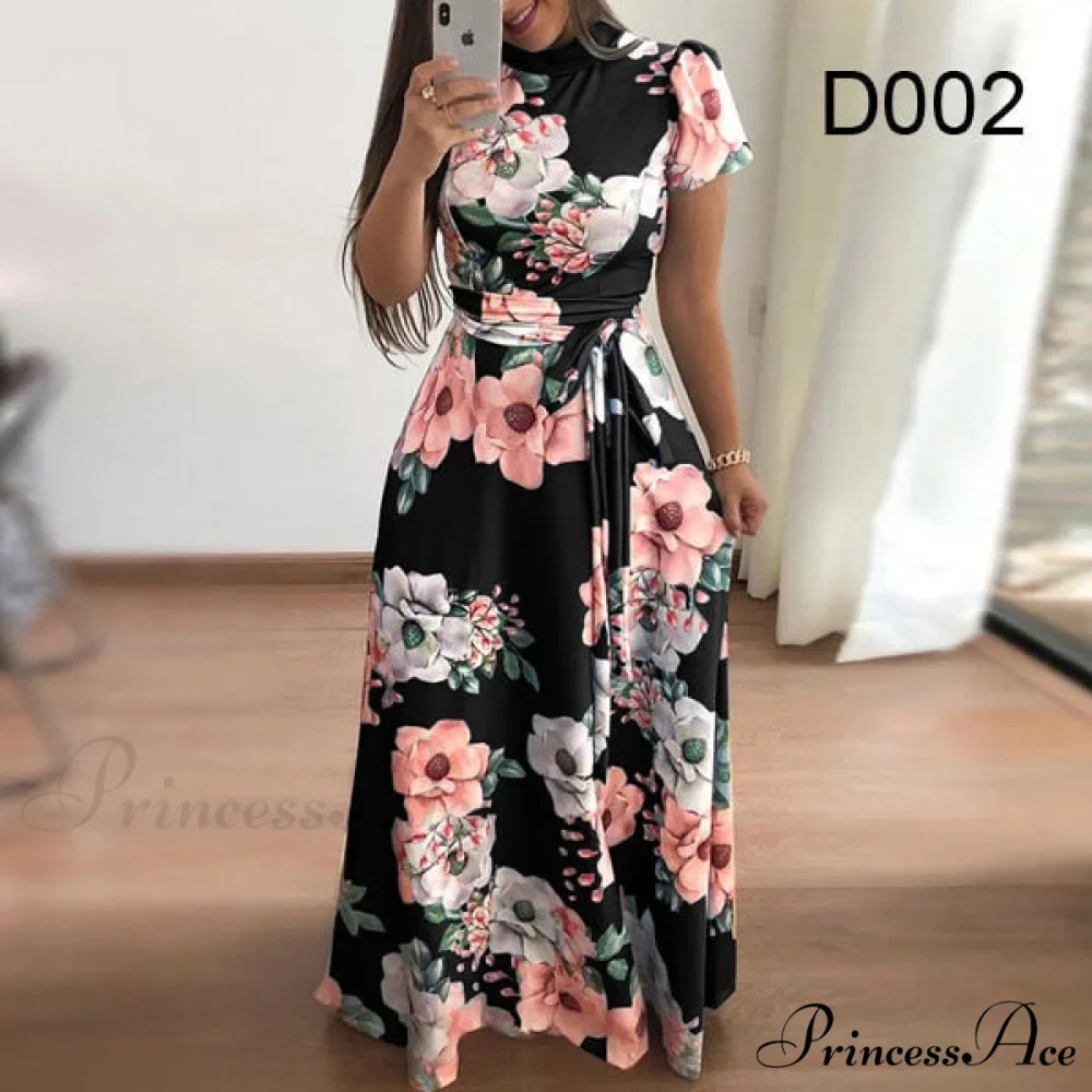 Robe Dresses Autumn Casual Full-Length Long Plus Size Flower Sashes Slim Arm Design Party Gown Spring S-5XL - Image 5