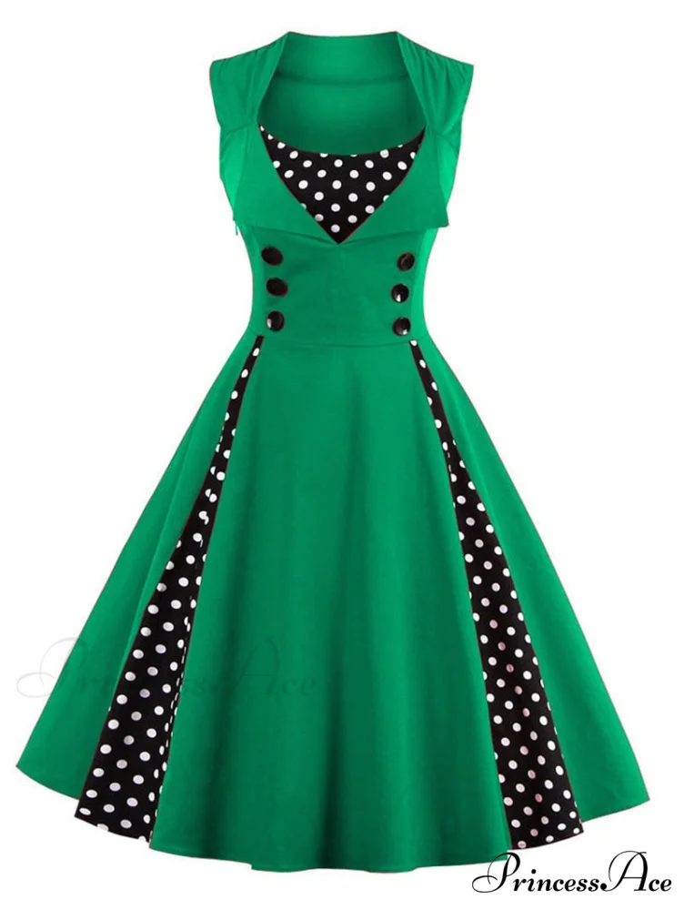 Vintage Dot Retro - Women's Warm-Season Pin Swing Casual Tunic Party Rockabilly Vestidos Up Gown S-4XL - Image 2