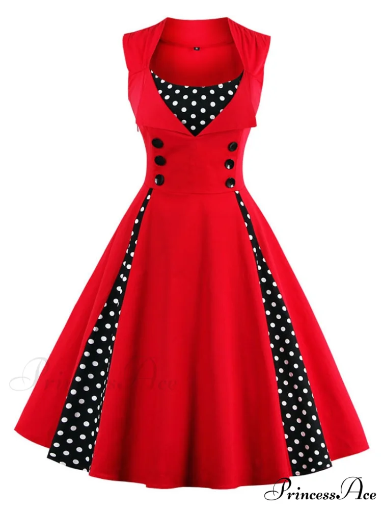 Vintage Dot Retro - Women's Warm-Season Pin Swing Casual Tunic Party Rockabilly Vestidos Up Gown S-4XL - Image 4