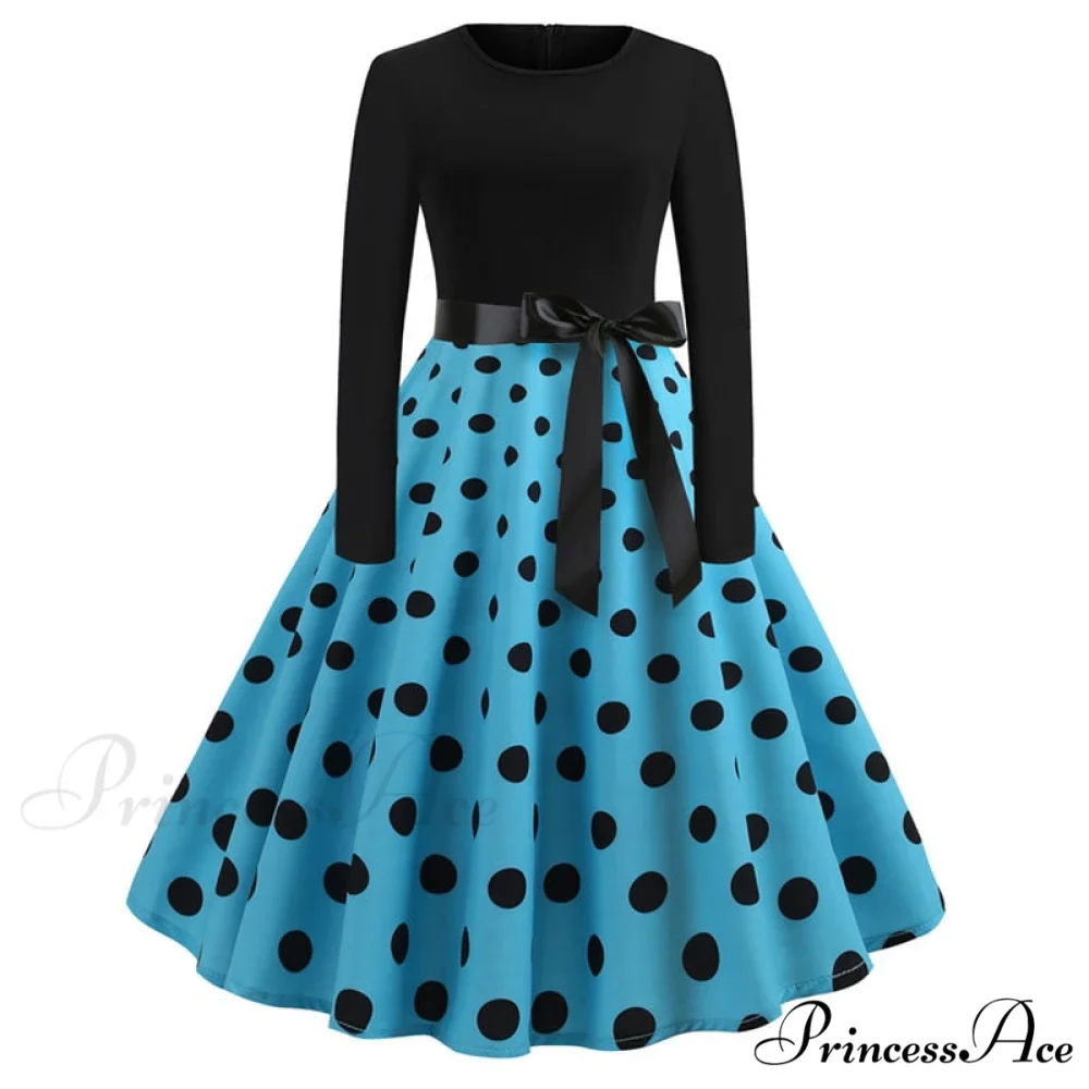 Swing 50S Gown Black Vintage 60S Plus Pinup Winter Arm Women Christmas Party Long Size Print - Image 15