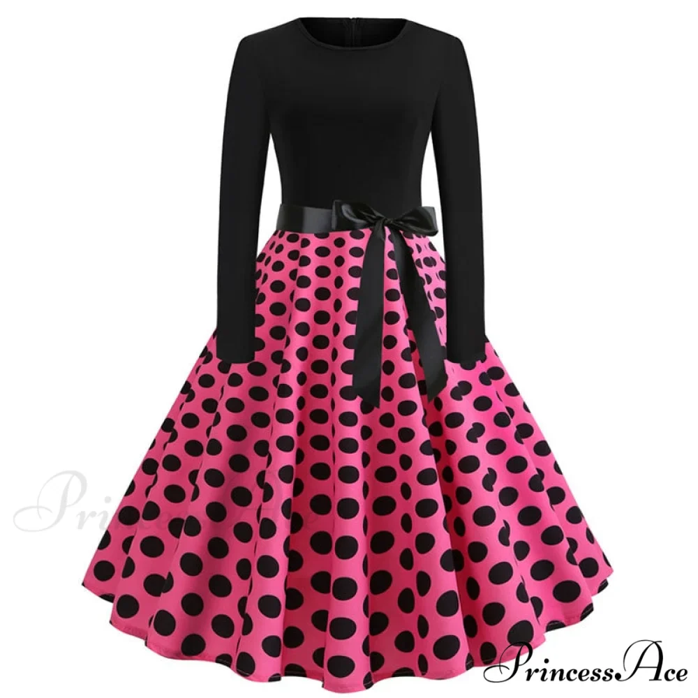 Swing 50S Gown Black Vintage 60S Plus Pinup Winter Arm Women Christmas Party Long Size Print - Image 18