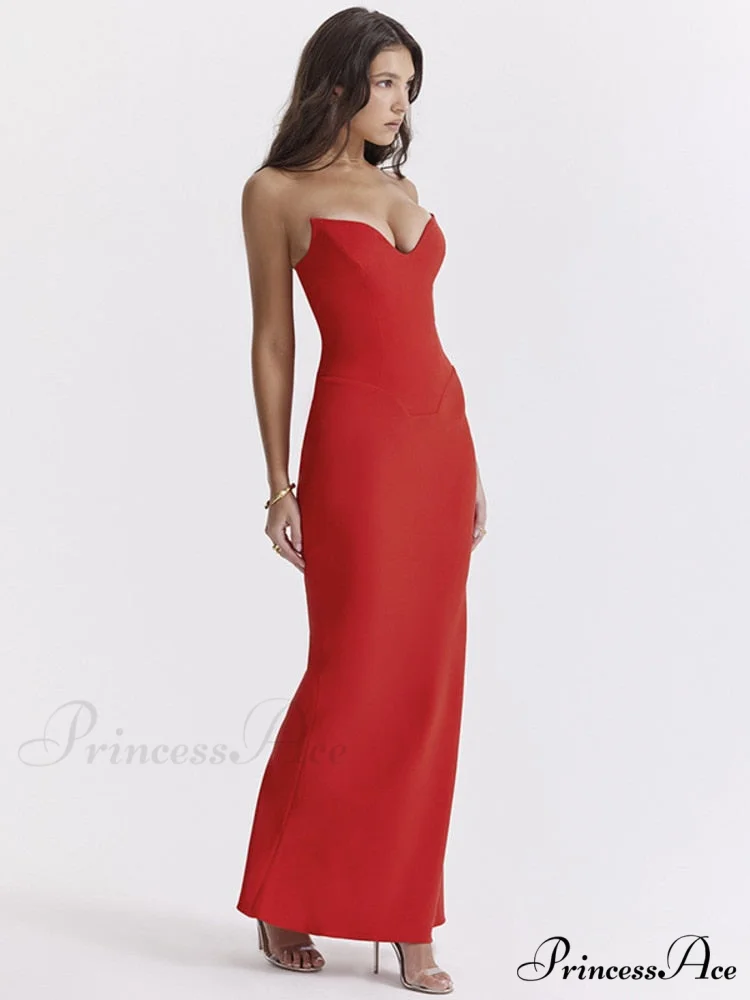 Bodycon - Off-Shoulder Fishbone Party Gown Club for Strapless Elegant Full-Length Women Night Gown - Image 2