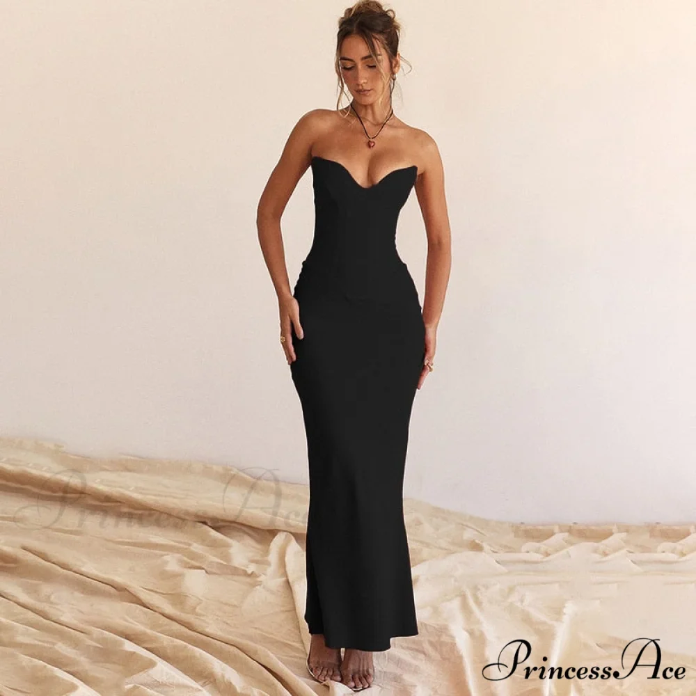 Bodycon - Off-Shoulder Fishbone Party Gown Club for Strapless Elegant Full-Length Women Night Gown - Image 5