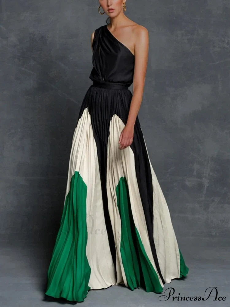 Patchwork Black Club Party High Night One Women's Gown Off - Street Shoulder Dress - Image 2