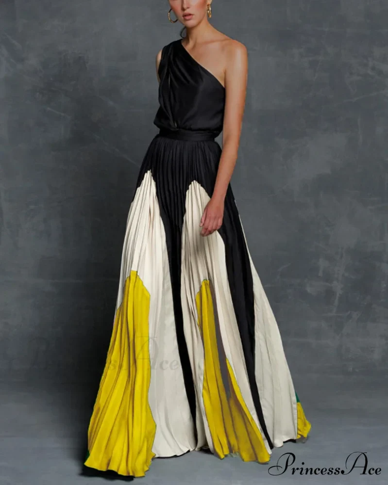 Patchwork Black Club Party High Night One Women's Gown Off - Street Shoulder Dress - Image 3