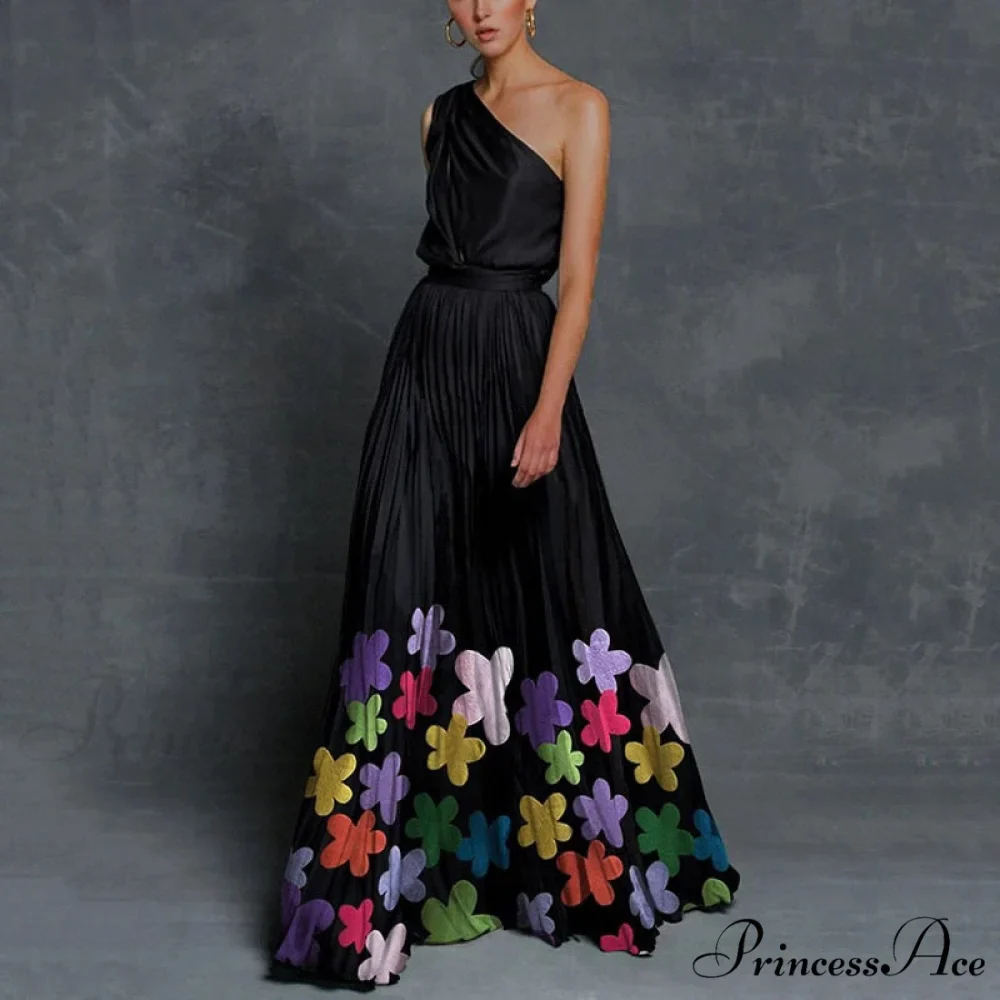 Patchwork Black Club Party High Night One Women's Gown Off - Street Shoulder Dress - Image 7