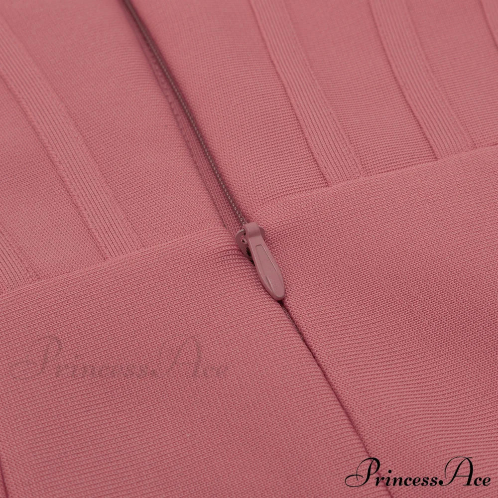 Long Arm Pink Warm-Season Sexy Bodycon Mesh Shoulder Bandage Backless Mini Women Off Dress - Image 15