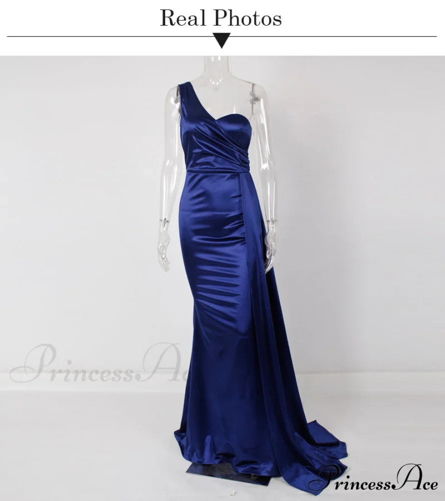 Women's Blue Evening Green Gown Full-Length Party Royal with Sexy Gown Satin Long Ribbon Draped Dress - Image 19