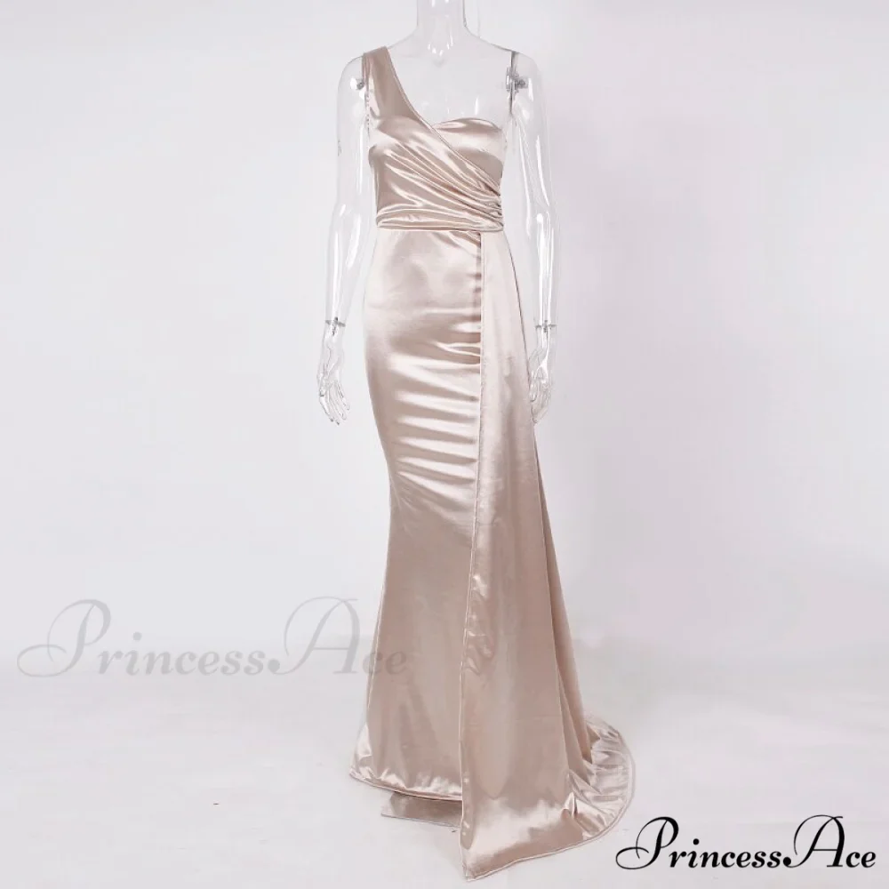 Women's Blue Evening Green Gown Full-Length Party Royal with Sexy Gown Satin Long Ribbon Draped Dress - Image 5