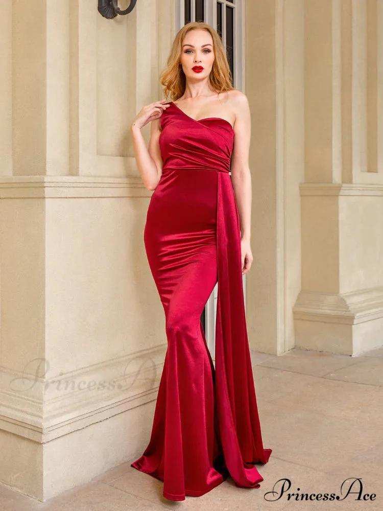 Women's Blue Evening Green Gown Full-Length Party Royal with Sexy Gown Satin Long Ribbon Draped Dress - Image 9
