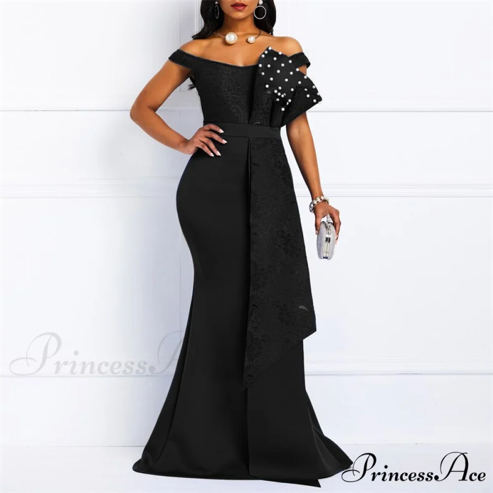 Gown Lace Elegant Embroidery Red Women Cut Low Party Beaded - - Mermaid Warm-Season Floor-Length - Image 4