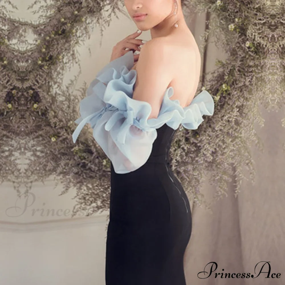 Neck V Women Patchwork Party Shoulder with Celebrity Club Runway Off Long Gown Arm Lace Ruffles Winter Style - Image 2
