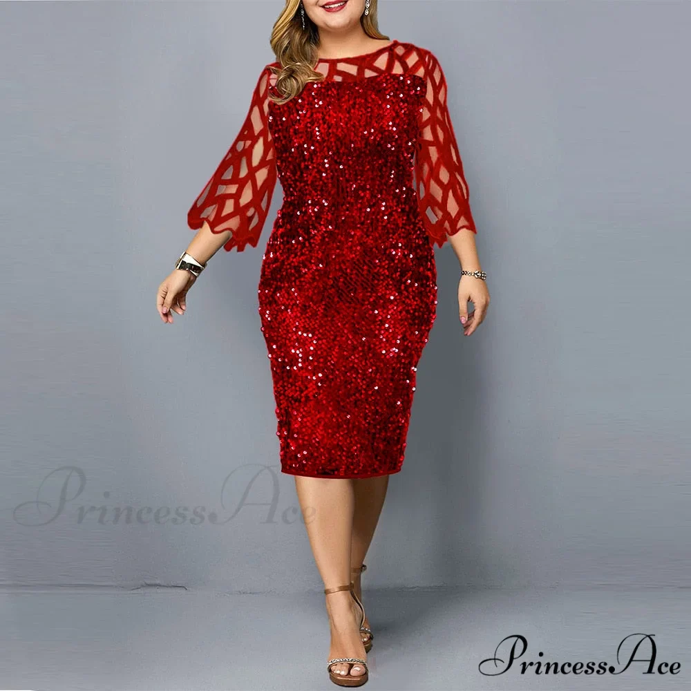 Size Elegant Evening Outfits Sequin Party Women Wedding Plus Bodycon - Warm-Season 4XL Gown - - for Green Gown 5XL - Image 5