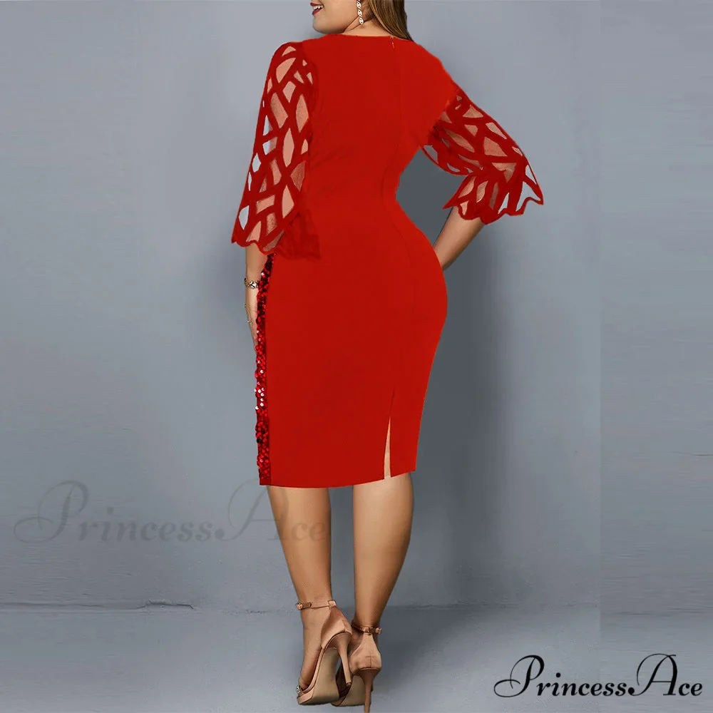 Size Elegant Evening Outfits Sequin Party Women Wedding Plus Bodycon - Warm-Season 4XL Gown - - for Green Gown 5XL - Image 6