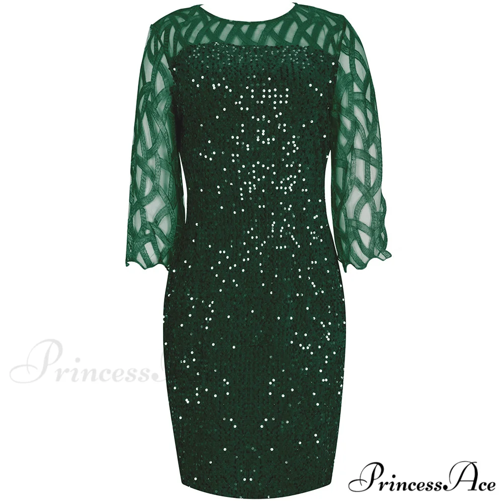 Size Elegant Evening Outfits Sequin Party Women Wedding Plus Bodycon - Warm-Season 4XL Gown - - for Green Gown 5XL - Image 7