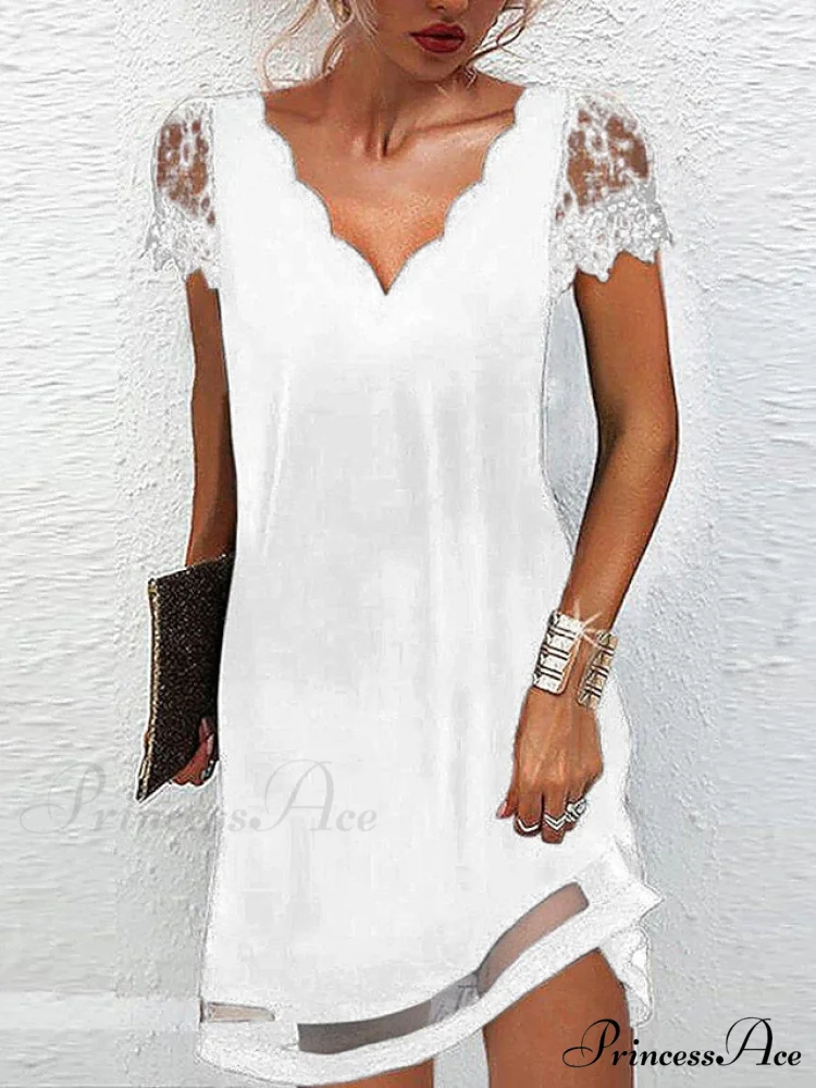 Sizes for A-Line - and Sleeves 2024 Spring/Summer Gown Brief Collection in Lace Available - Black Mini Women Elegant with V-Neck S-XXXL - Image 4