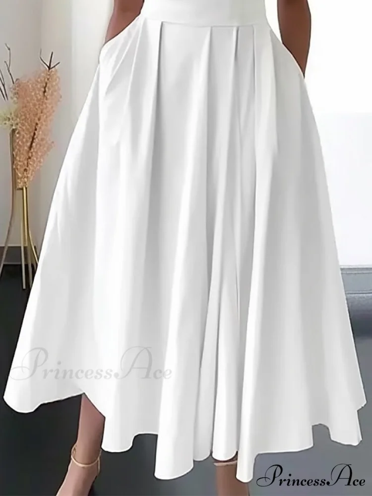Sleeveless Waist-Cinched Pocketed A-Line Midi Dress - Image 3