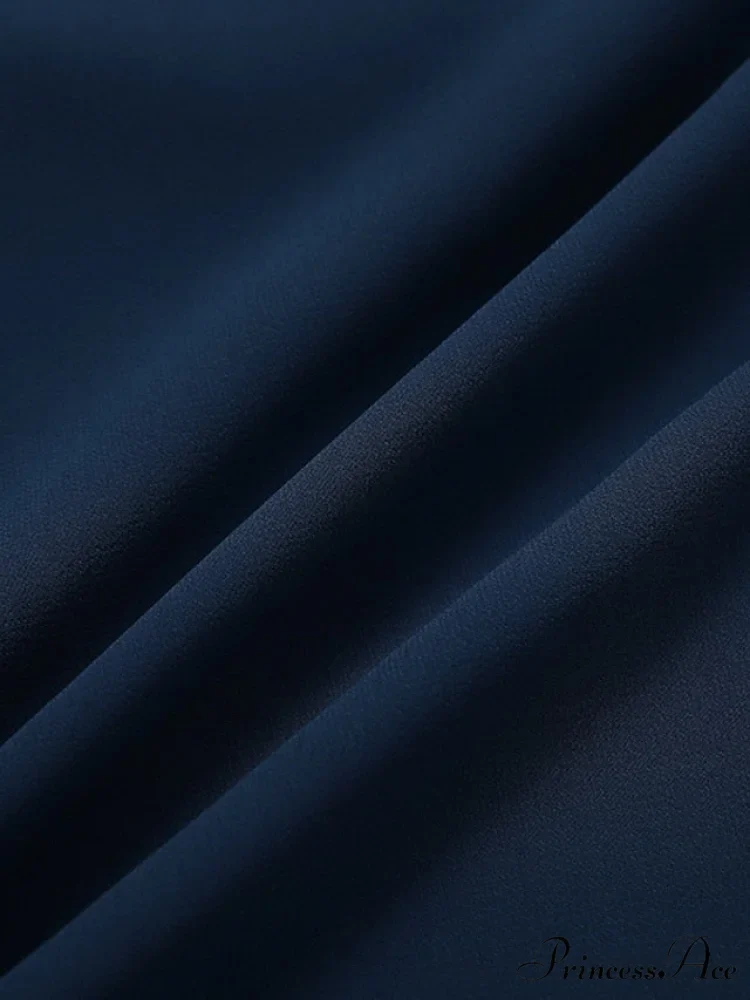 V Patchwork Line Midi A Gown with 2024 Blue Chiffon Navy Color Warm-Season - Neck Women's and Gown Gradient Spring Party - S-3XL - Image 10