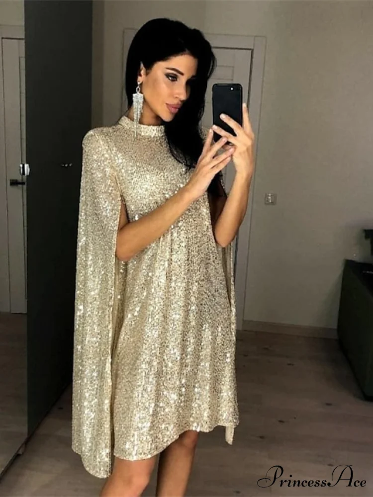 Elegant Women's Silver Party 2024 Crew Gown Sequins Semi Sizes Split Formal Sequin Gown Neck Mini Brief Gold Sleeveless S-XXL - Image 11