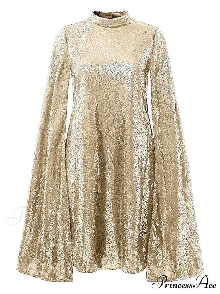 Elegant Women's Silver Party 2024 Crew Gown Sequins Semi Sizes Split Formal Sequin Gown Neck Mini Brief Gold Sleeveless S-XXL - Image 2