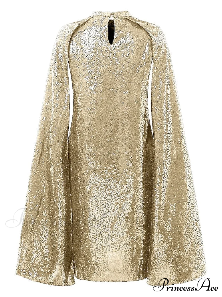 Elegant Women's Silver Party 2024 Crew Gown Sequins Semi Sizes Split Formal Sequin Gown Neck Mini Brief Gold Sleeveless S-XXL - Image 3
