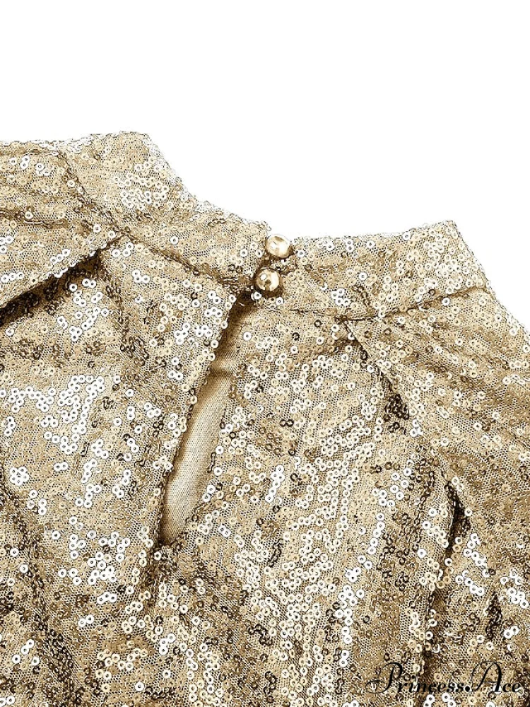Elegant Women's Silver Party 2024 Crew Gown Sequins Semi Sizes Split Formal Sequin Gown Neck Mini Brief Gold Sleeveless S-XXL - Image 6