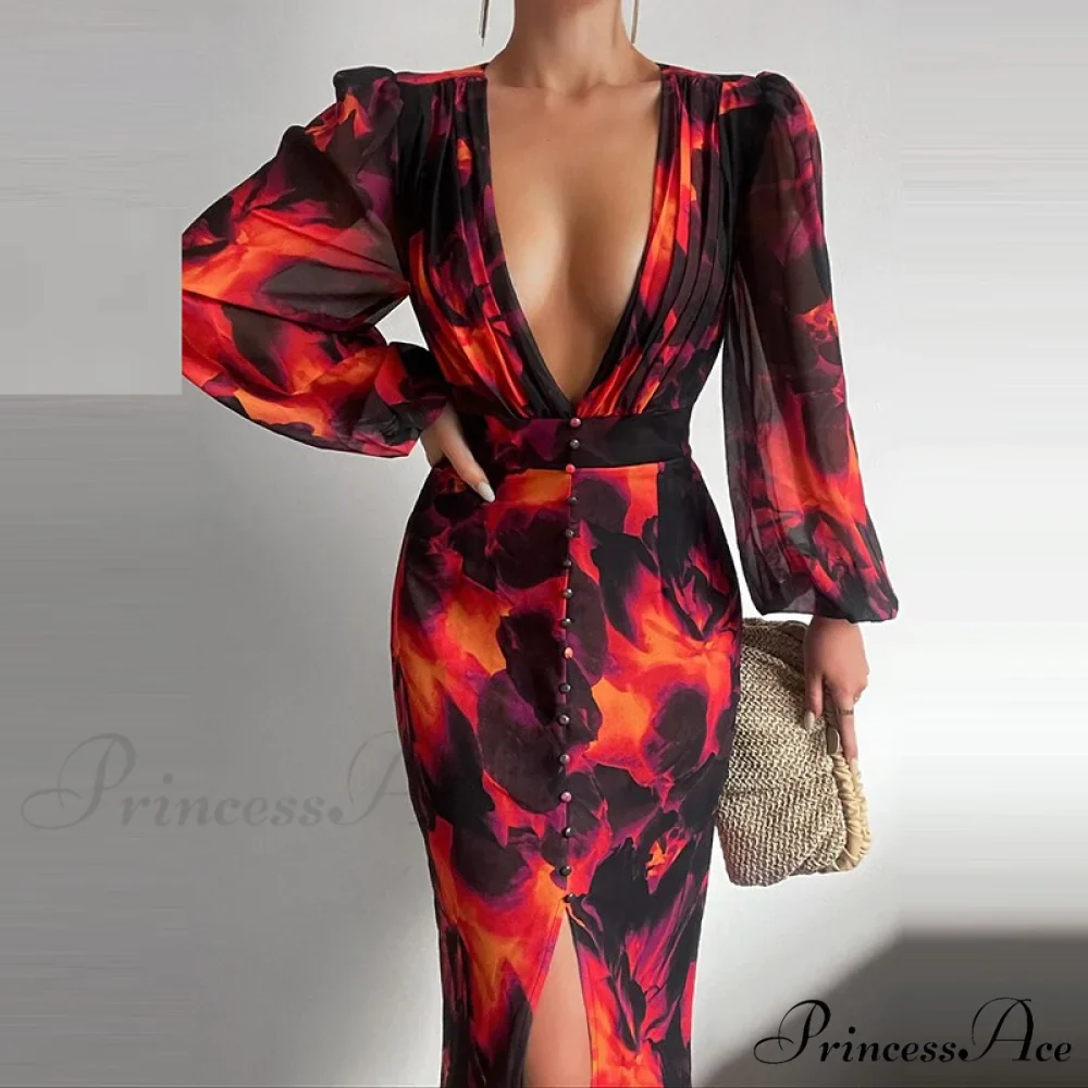 Party Slit - Design with and Elegant Gown Full-Length V-Neck Women's Dress - Image 7