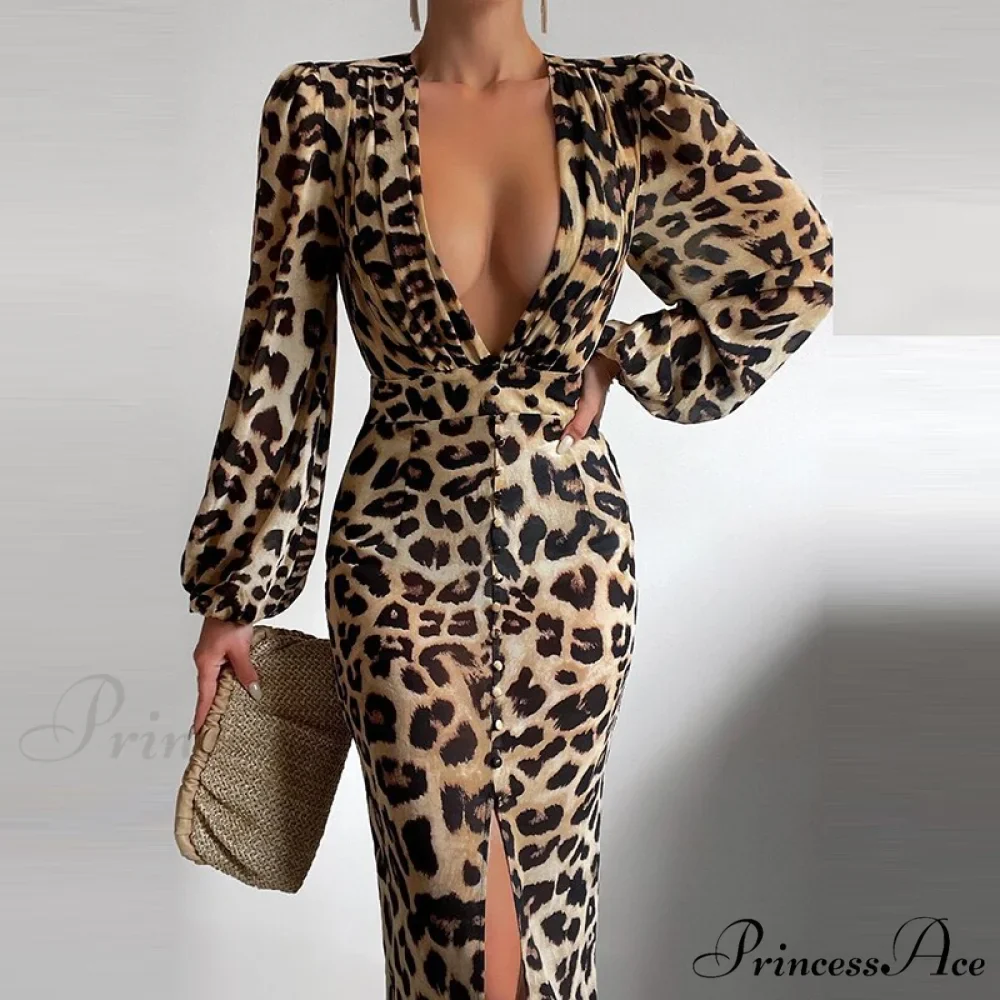 Party Slit - Design with and Elegant Gown Full-Length V-Neck Women's Dress - Image 8