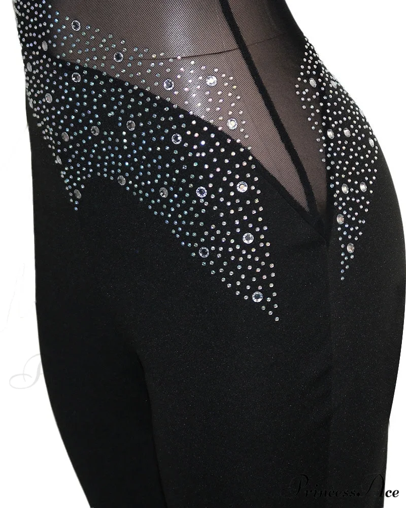 Mesh with Rhinestone Gown Formal Elegant Gown Full-Length Splicing - Image 10