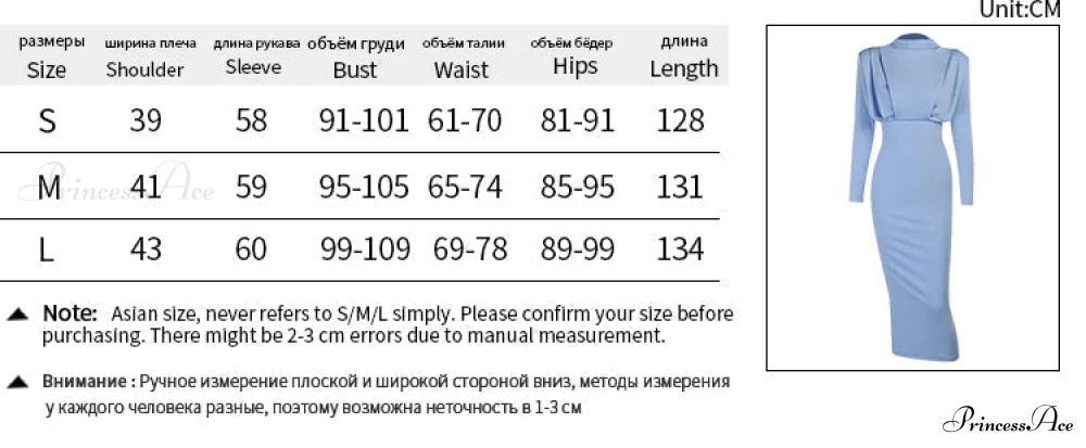 Party Solid Stand Neckline Blue Waist Long Women's Autumn Slim Elegant Arm Ankle Length Dress - Image 9