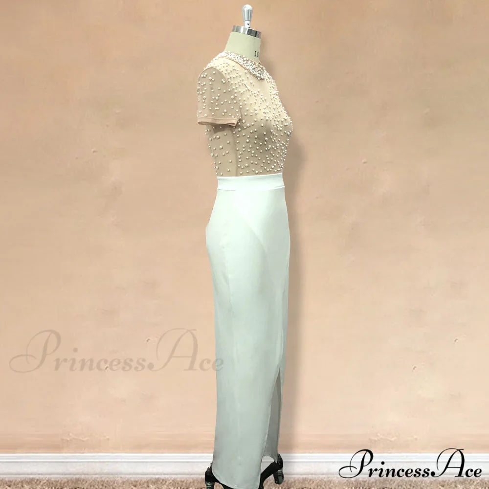 Slit Tulle Night Sexy with - Party Sleeves Gown Patchwork Transparent - Beaded for Warm-Season Outfit Brief Women - Image 16