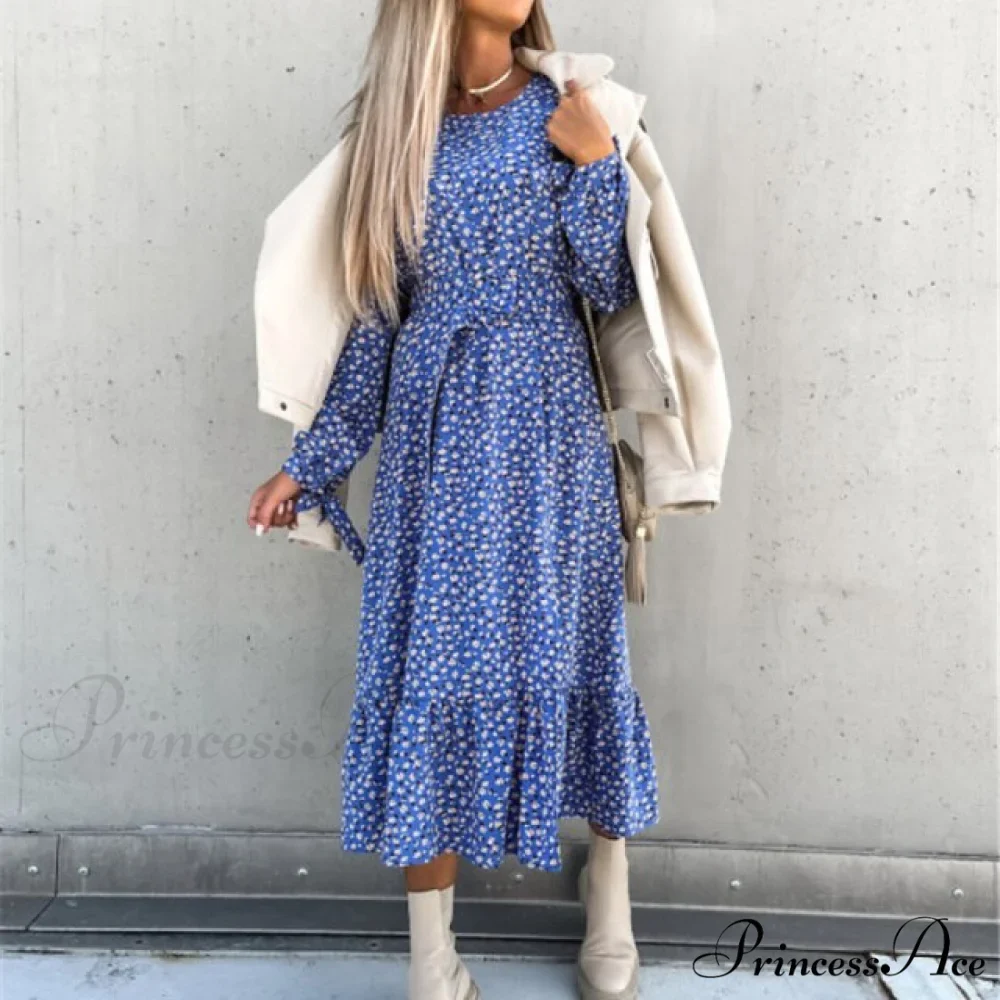 Slim Autumn Gown Party Elegant - Side - Neck Slit Flowered Women's Design Arm Fit V Long Elastic Spring Waist Vestidos - Image 11