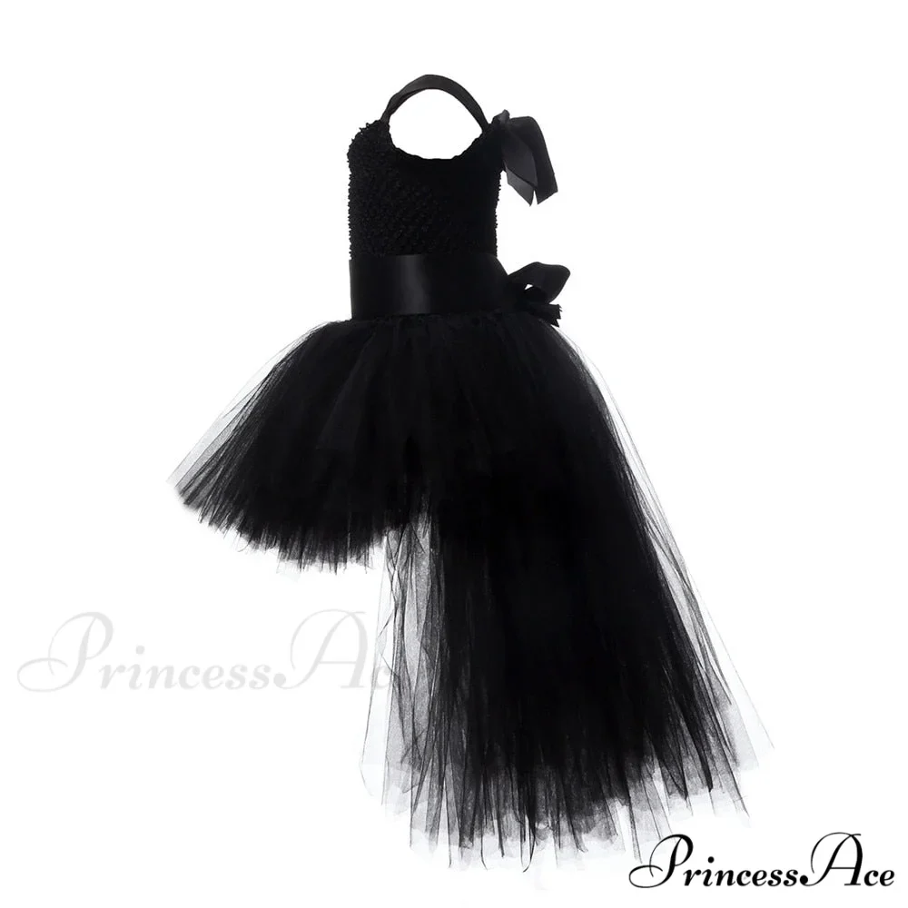 V-neck Gown Girls Gown Party Evening 1-14 Costume Tutu Ball Black Birthday with Halloween Train for Kids for Years - Image 3