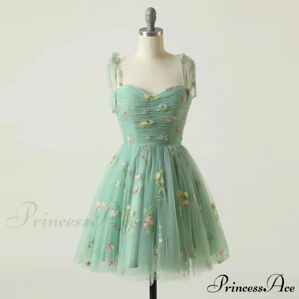 Graduation Gown Green Party Tulle Elegant Tea Adjustable Straps Wedding Length Mint Dress - Image 2