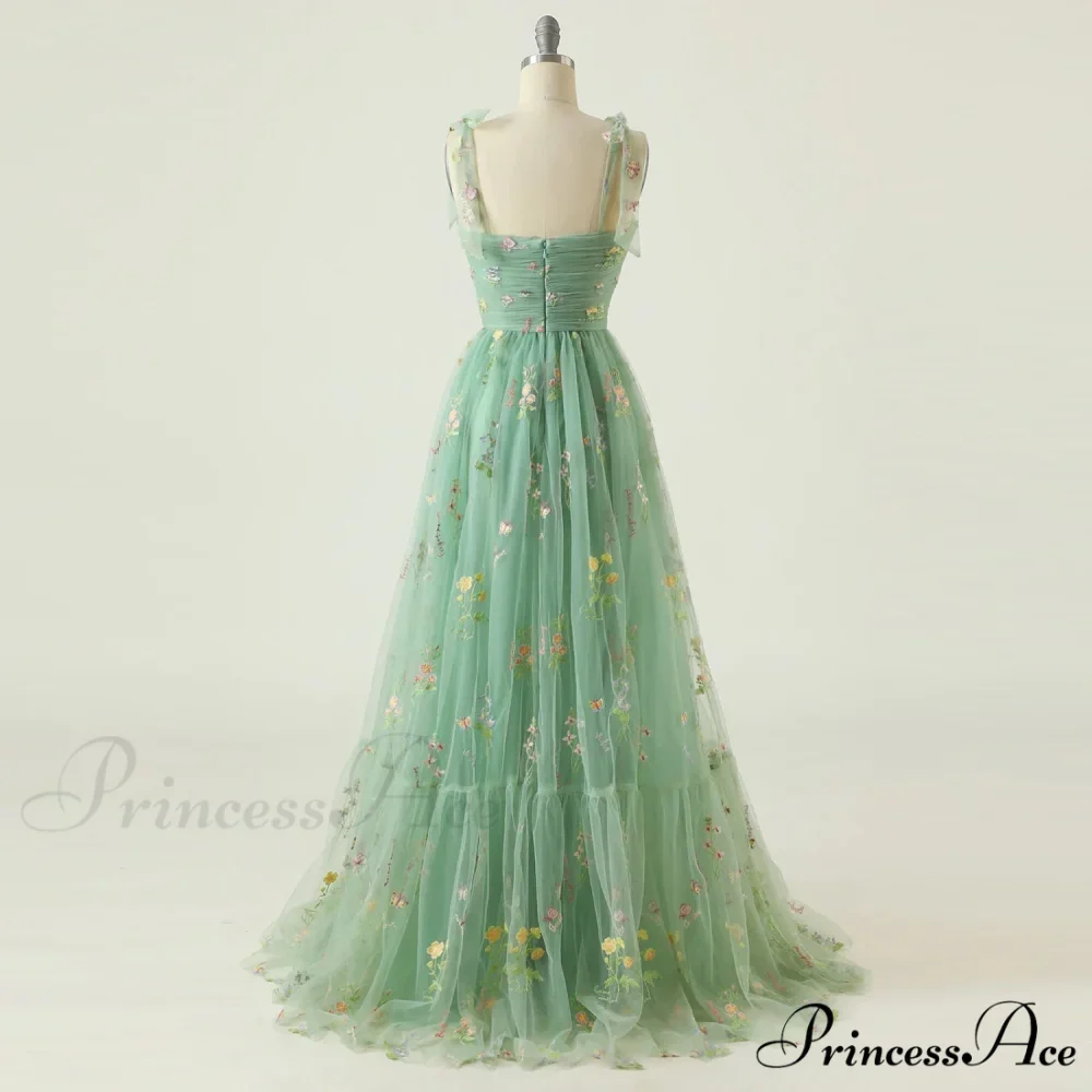Graduation Gown Green Party Tulle Elegant Tea Adjustable Straps Wedding Length Mint Dress - Image 3