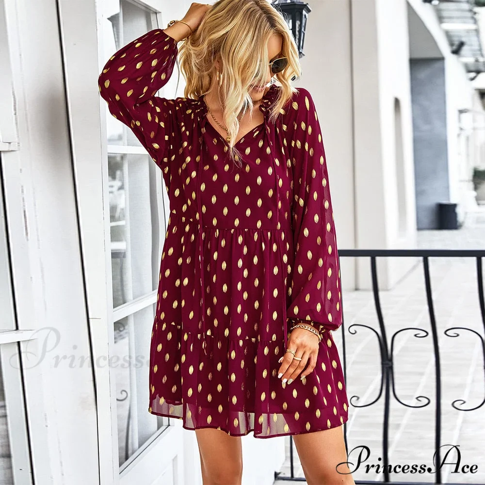 Chiffon for Vintage Gown Casual Bohemian Brief Party Women Design Dot - Sundress - Image 6