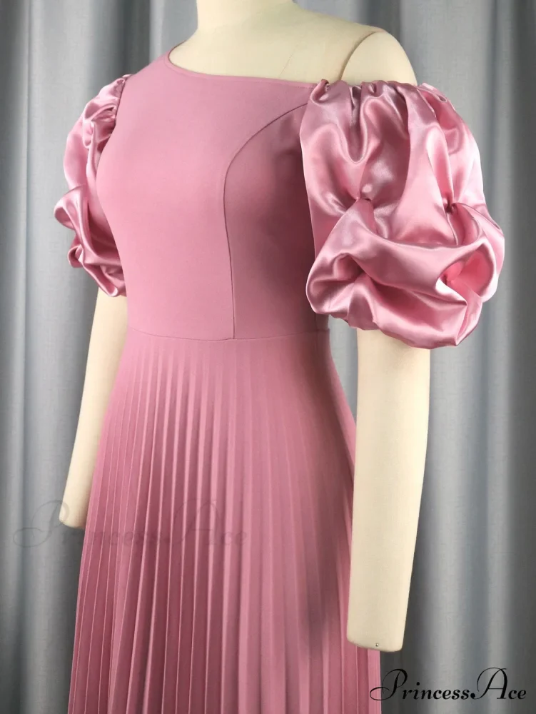 for Pink Gown Full-Length Arm Shoulder Evening Cold Ruched Women - Image 3