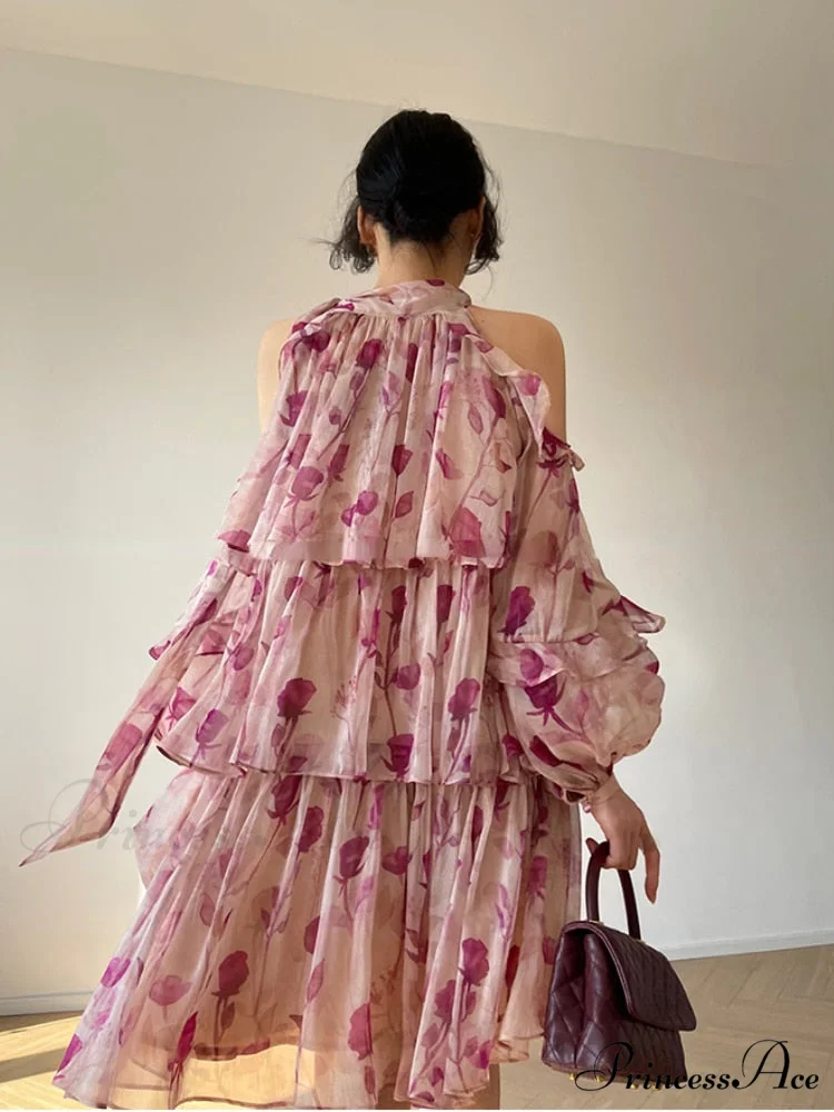 Coastal Gown Mini Long Casual Korean Flowered Arm Brief Elegant Style Party Bohemian Fashion Female - Image 3