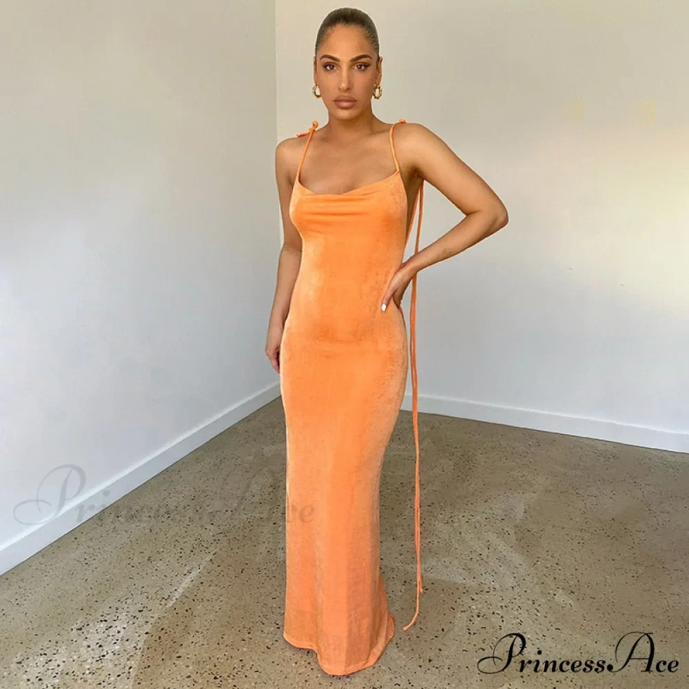 Dresses Women Backless Out Cut Full-Length Hollow Split Warm-Season Long Clubwear Out Midi Corset Wrap Halter Gown Robe - Image 14
