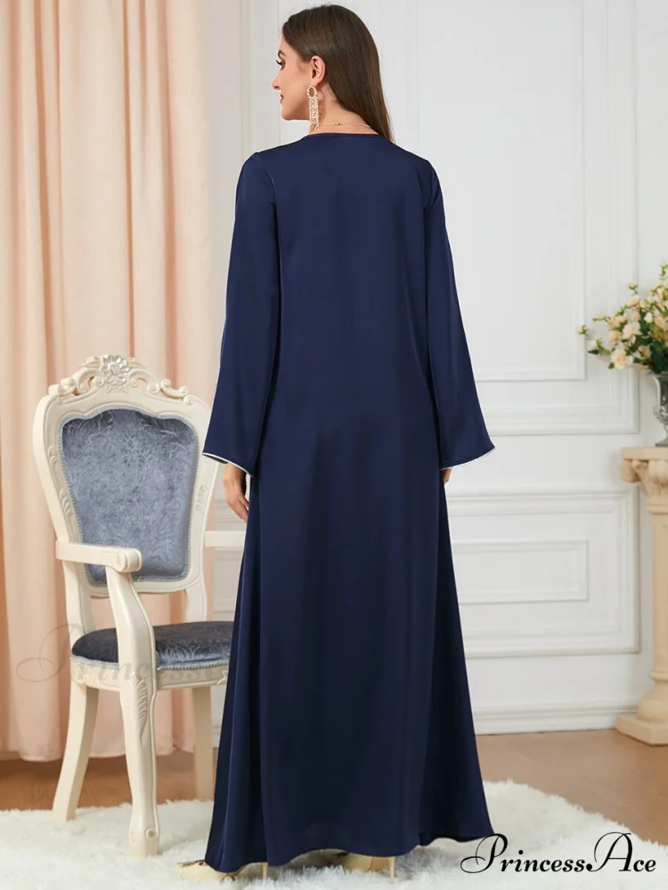 Neck Muslim Longue Full-Length Diamond India Dubai V Robe Vestidos Caftan Party Gown Abaya Women's Prayer Largos - Image 12