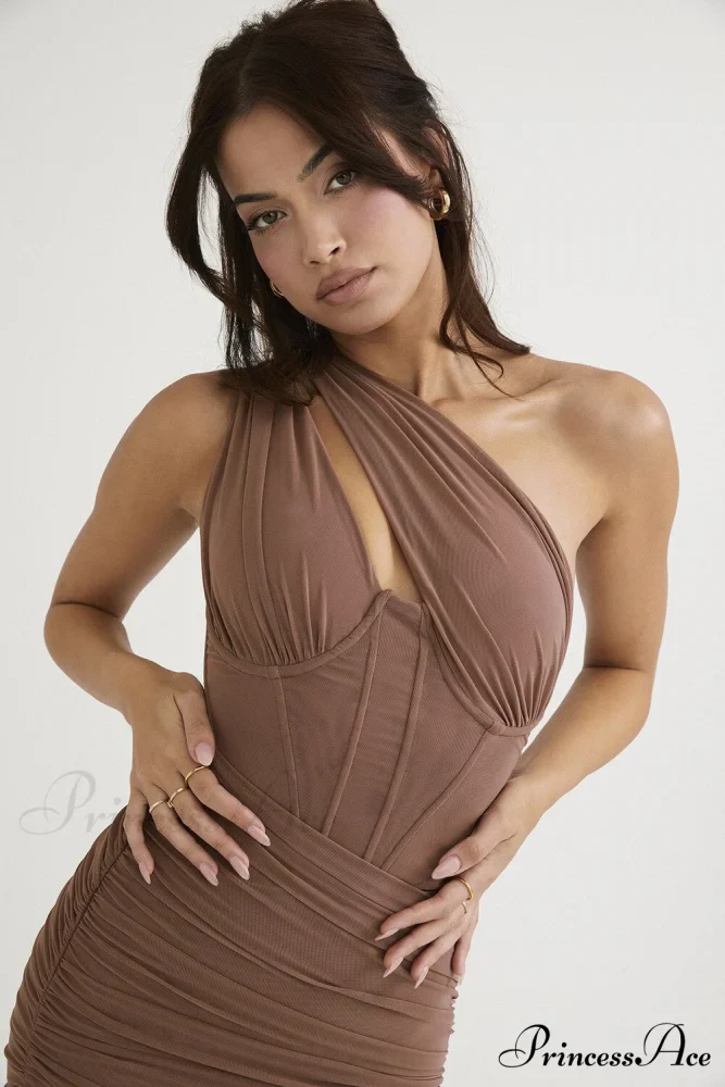 Mesh One Midi Elegant Bodycon Warm-Season Shoulder Dress - Image 7