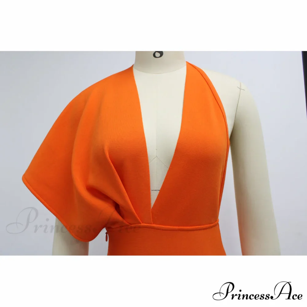 Party Club Neck Backless Orange Black Side Women Trends Long Gown Fashion Evening V Vestidos Gown Draped Split Bandage 2024 - Image 12